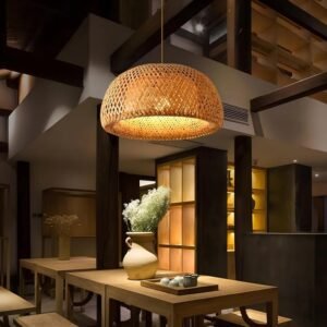 Ravasta House Handmade Bamboo Hanging Lamp, Eco-Friendly Pendant Light for Home, Office, Garden use(Wire, Holder, Ceiling Canopy Included)(Bulb not Included) - Ultra Dome