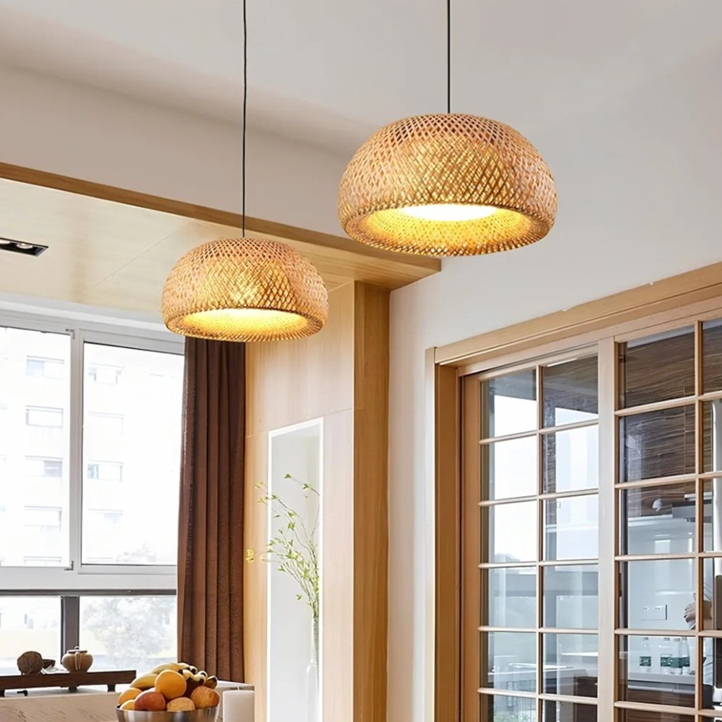 Ravasta House Handmade Bamboo Hanging Lamp, Eco-Friendly Pendant Light for Home, Office, Garden use(Wire, Holder, Ceiling Canopy Included)(Bulb not Included) - Ultra Dome - Image 6