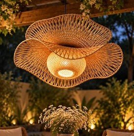 Ravasta House Handmade Butterfly Bamboo Hanging Lamp, Eco-Friendly Pendant Light for Home, Office, Garden use(Wire, Holder, Ceiling Canopy Included)(Bulb not Included) - Butterfly